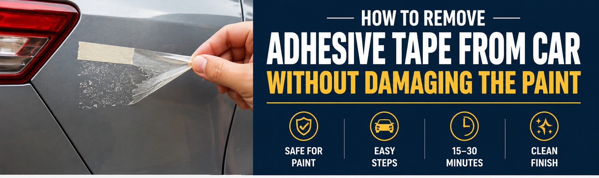 Removing adhesive tape residue from a car panel without damaging paint