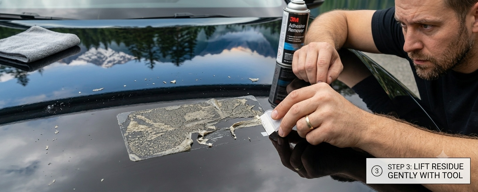 Using a hair dryer to gently warm tape before peeling it off a car